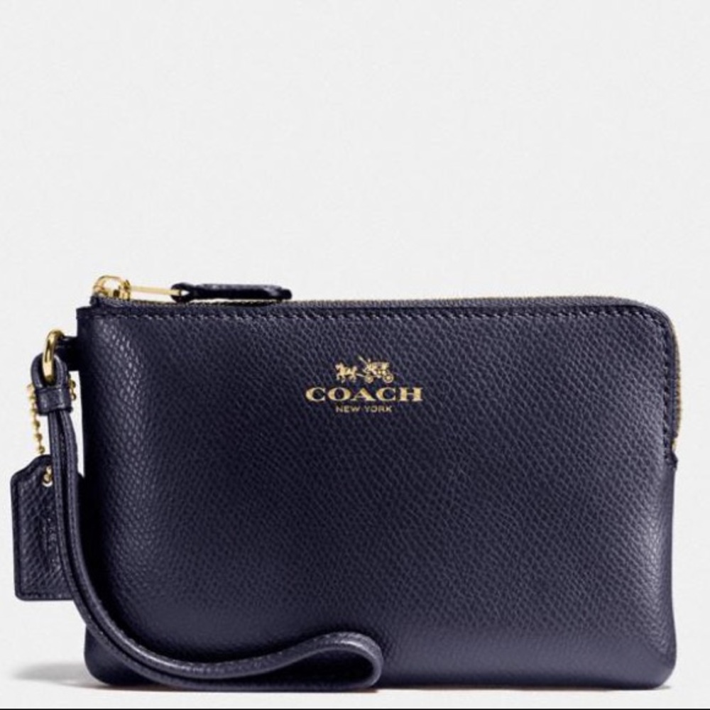 Coach NWT Navy Corner ZIP Wristlet